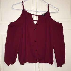 Shoulder-Less Maroon Top Large